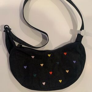 BAGGU SMALL NYLON CRESCENT BAG with Colorful Heart Accents